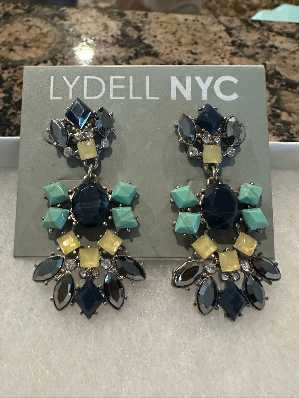 LYDELL NYC Multicolor Gemstone Statement Drop Earrings NWT